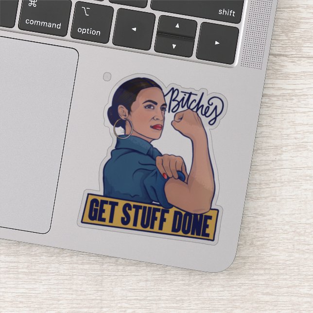 Adesivo Fazemos coisas com o AOC Rosie, o riveter (Detalhe)
