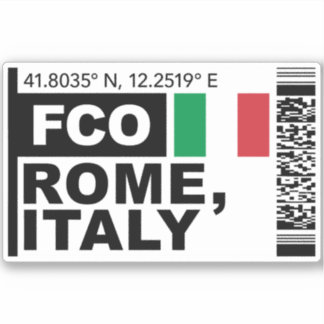 Adesivo FCO Rome Boarding Pass - Italy Travel