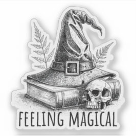 Adesivo Feeling Magical Witches Spell Book and Skull