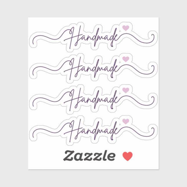 Adesivo Feito à Mão Com Amor Roxo Embalagem para Pequenos  (Folha)