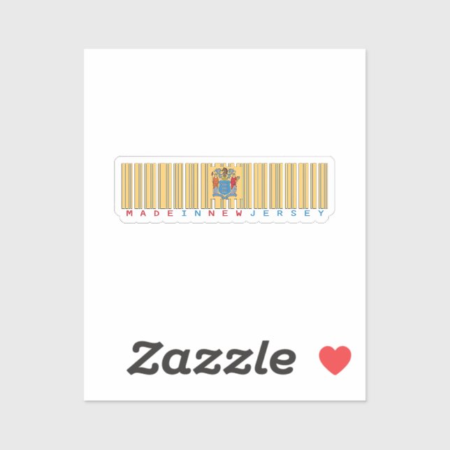 Adesivo Feito em New Jersey Barcode Flag Sticker (Folha)