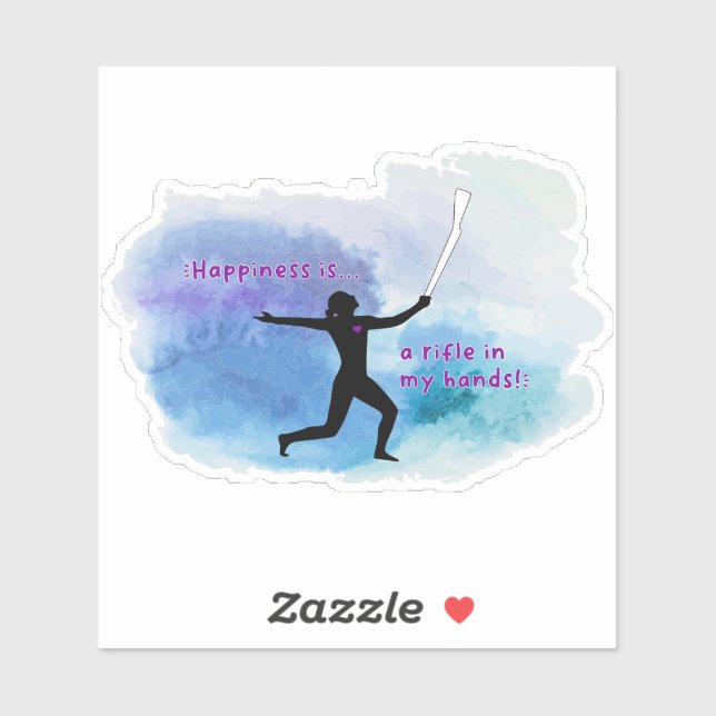 Adesivo Felicidade é... Rifle Watercolor (Folha)