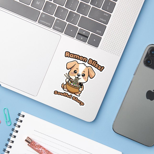 Adesivo Felicidade Ramen (Notebook com iPhone)