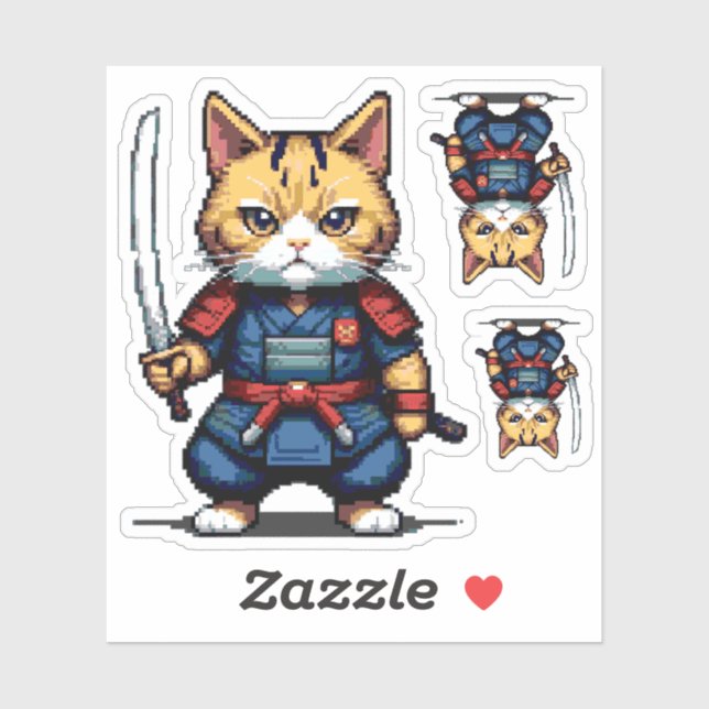 Adesivo Feline Samurai Warrior (Folha)