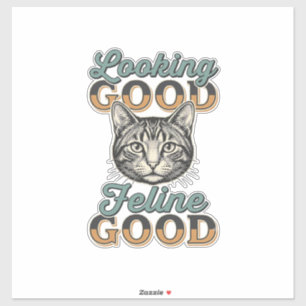 Adesivo Felino de Boa Aparência Design de Gato Vintage_1