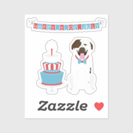 Adesivo Feliz 4 de julho Cachorro Vermelho Azul