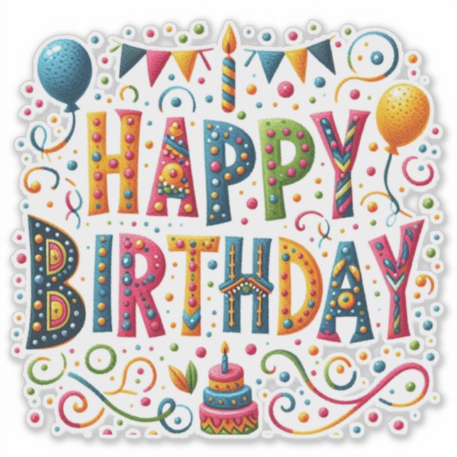 Adesivo Feliz aniversário (Frente)