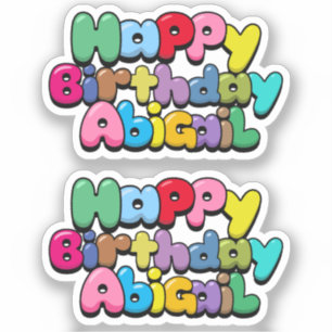 Adesivo Feliz aniversário Abigail