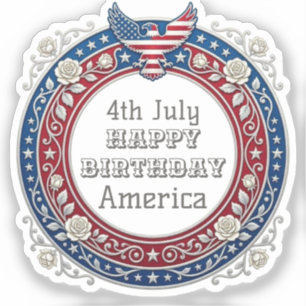 Adesivo Feliz aniversário América em 4 de julho Águia Patr
