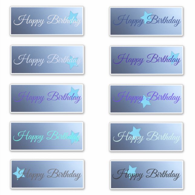 Adesivo Feliz Aniversário Blue Star Stickers (Frente)