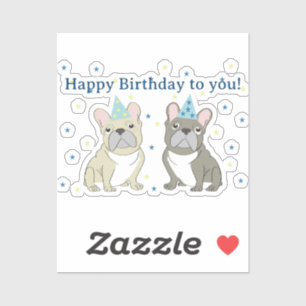Adesivo Feliz aniversário buldogue francês