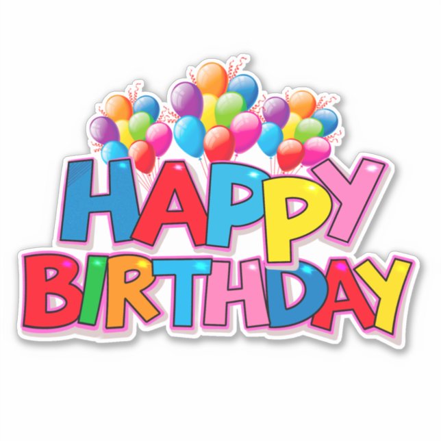 Adesivo Feliz aniversário com balões costurados de vinil (Frente)