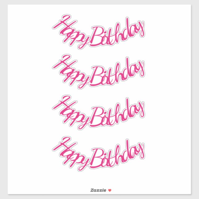 Adesivo Feliz aniversário, Festa Cinzenta Rosa Quente, de  (Folha)