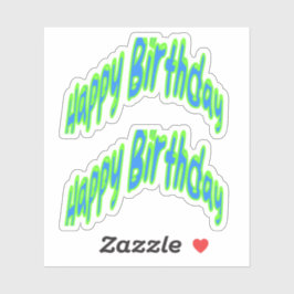 Adesivo Feliz Aniversário Funky Texto Azul/Verde