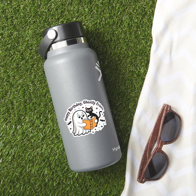Adesivo Feliz Aniversário Ghost Cat PNG - Clássico Feliz (HydroFlask Insitu)