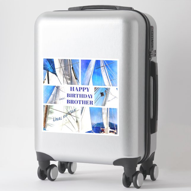 Adesivo Feliz Aniversário Irmão Artístico Brancos Brancos (Mala)