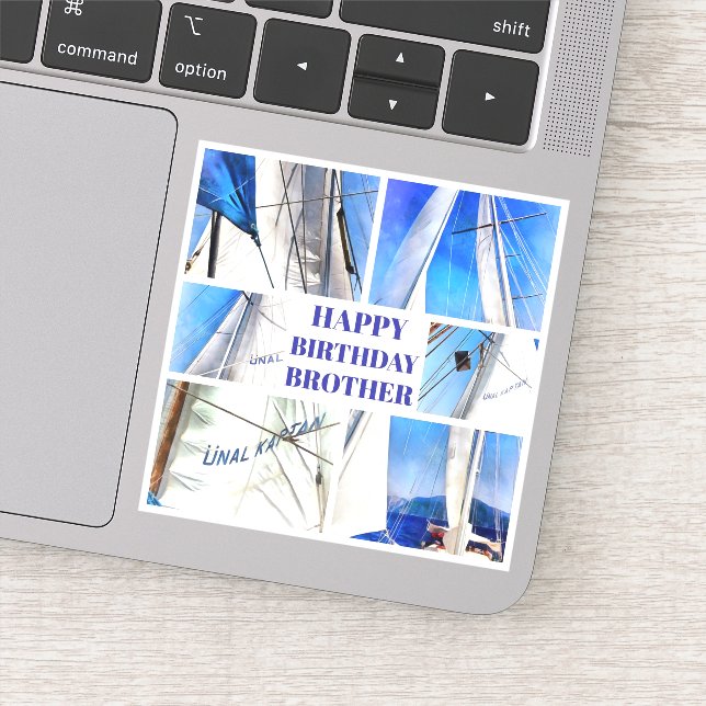 Adesivo Feliz Aniversário Irmão Artístico Brancos Brancos (Detalhe)