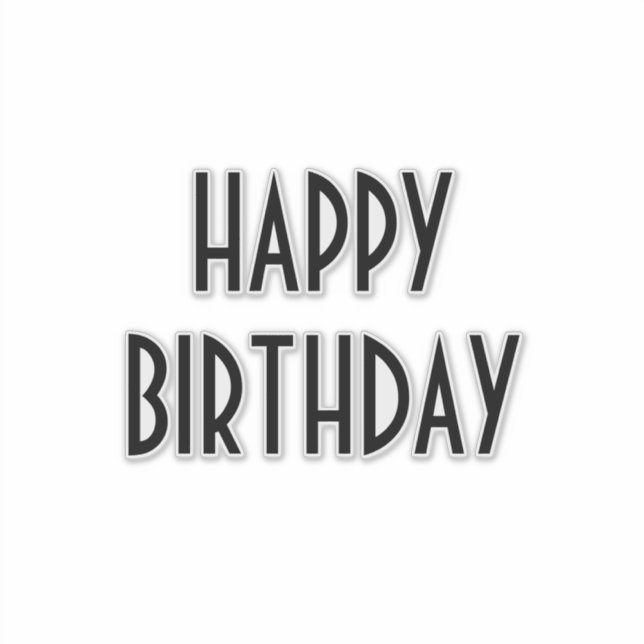 Adesivo Feliz Aniversário Personalizado Simples Minimalist (Frente)