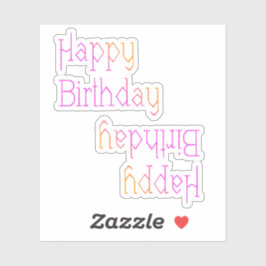 Adesivo Feliz Aniversário Rosa Brilhante Amarelo