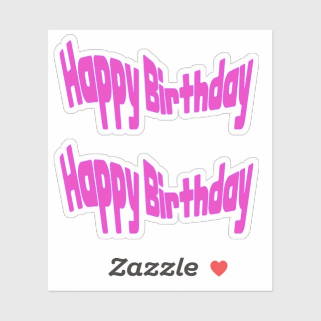 Adesivo Feliz Aniversário Rosa Vibrante  (Folha)