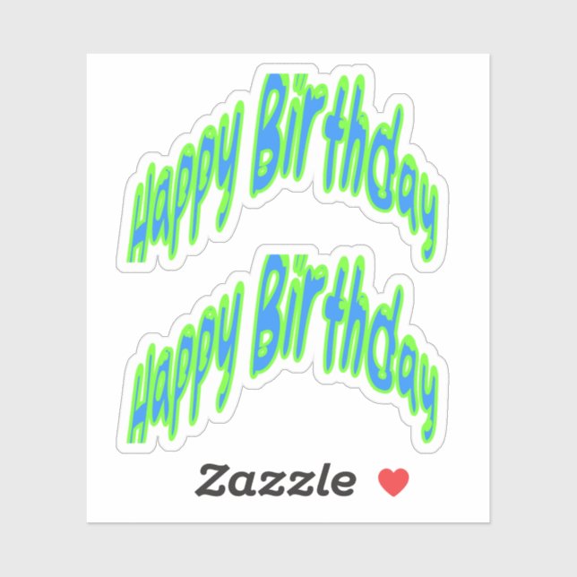 Adesivo Feliz Aniversário Texto Divertido Azul/Verde (Folha)