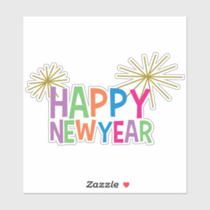 Adesivo Feliz ano novo com o Fireworks