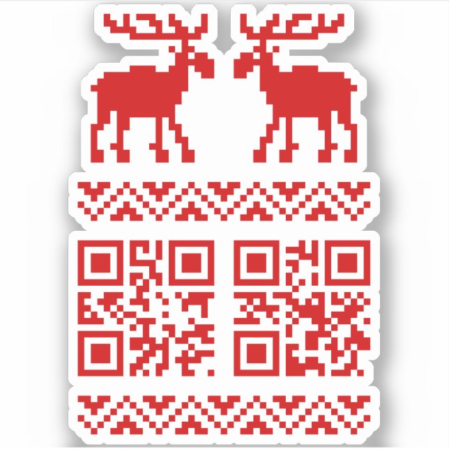 Adesivo Feliz ano novo de código QR do Sweater de Natal Fe (Frente)