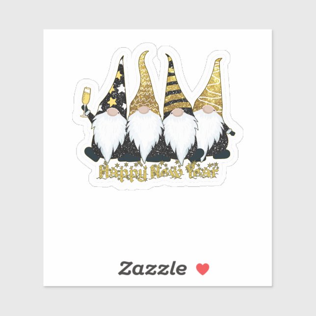 Adesivo Feliz ano novo Gnomos (Folha)