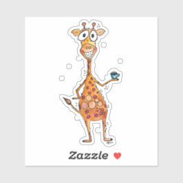 Adesivo Feliz Bebendo de Girafa do Whimsso Café