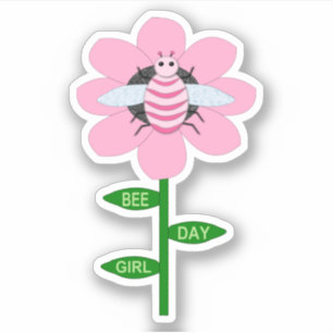 Adesivo Feliz Bumblebee de Aniversário Rosa