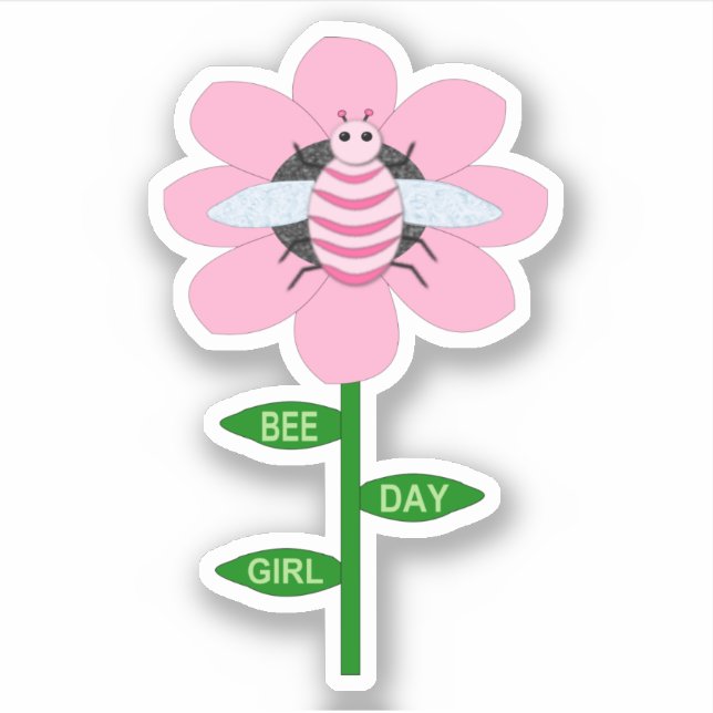 Adesivo Feliz Bumblebee de Aniversário Rosa (Frente)