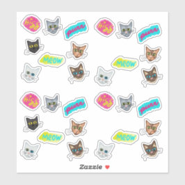 Adesivo Feliz Cabeça de Gato Reduzida - Com Texto