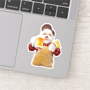 Adesivo Feliz Cão Bebendo Cerveja