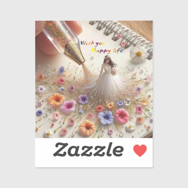 Adesivo Feliz Casamento Corte Vinil Sticker (Folha)