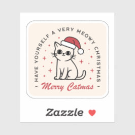 Adesivo Feliz Catmas estética do gato natalino