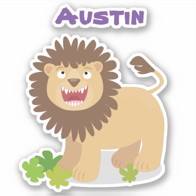 Adesivo Feliz desenho animado de leão (Frente)