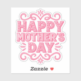 Adesivo Feliz Dia das Mães Rosa Vintage