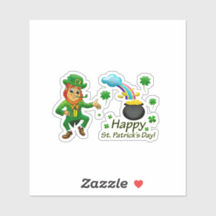 Adesivo Feliz Dia de São Patrício Leprechaun Arco-íris