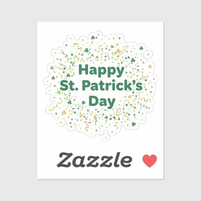 Adesivo Feliz Dia de São Patrício Simples Verde e Dourado  (Folha)