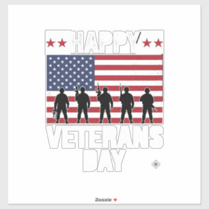 Adesivo Feliz Dia dos Veteranos Silhueta da Bandeira Desen