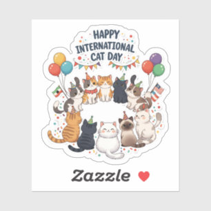 Adesivo Feliz Dia Internacional do Gato - Celebração Bonit