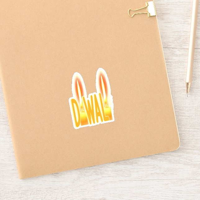 Adesivo Feliz Diwali Luzes Velas Tipografia Velas (Notebook)