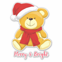 Adesivo Feliz E Urso De Natal Brilhante