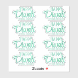 Adesivo Feliz Festival Diwali das Luzes Aqua Deepavali