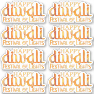 Adesivo Feliz Festival Diwali das Luzes Laranja Deepavali