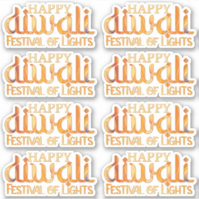 Adesivo Feliz Festival Diwali das Luzes Laranja Deepavali (Frente)