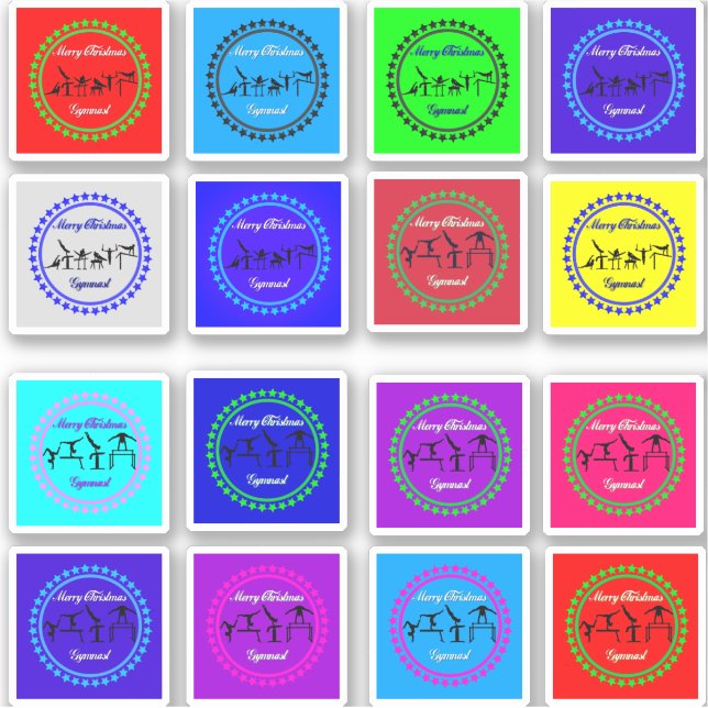 Adesivo Feliz ginasta de Natal 16 Stickers Boys/Girls (Frente)