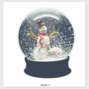 Adesivo Feliz Globo de Neve de Natal Feliz Snowman de inve