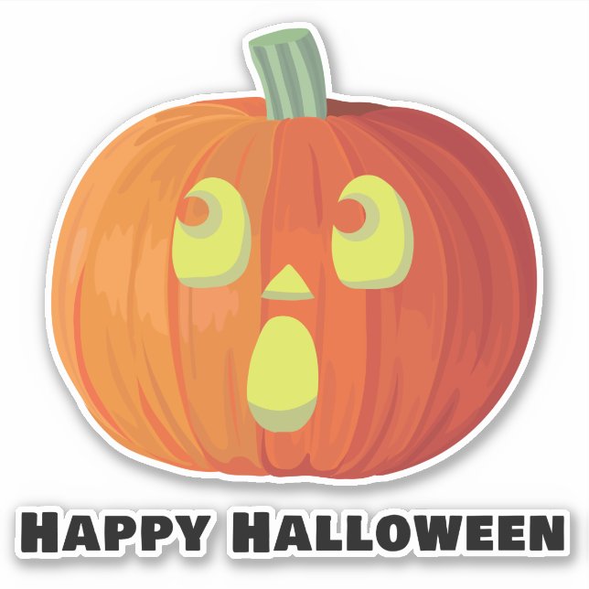 Adesivo Feliz Halloween Sorrindo Pumpkin Sticker (Frente)