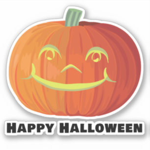 Adesivo Feliz Halloween Sorrindo Pumpkin Sticker